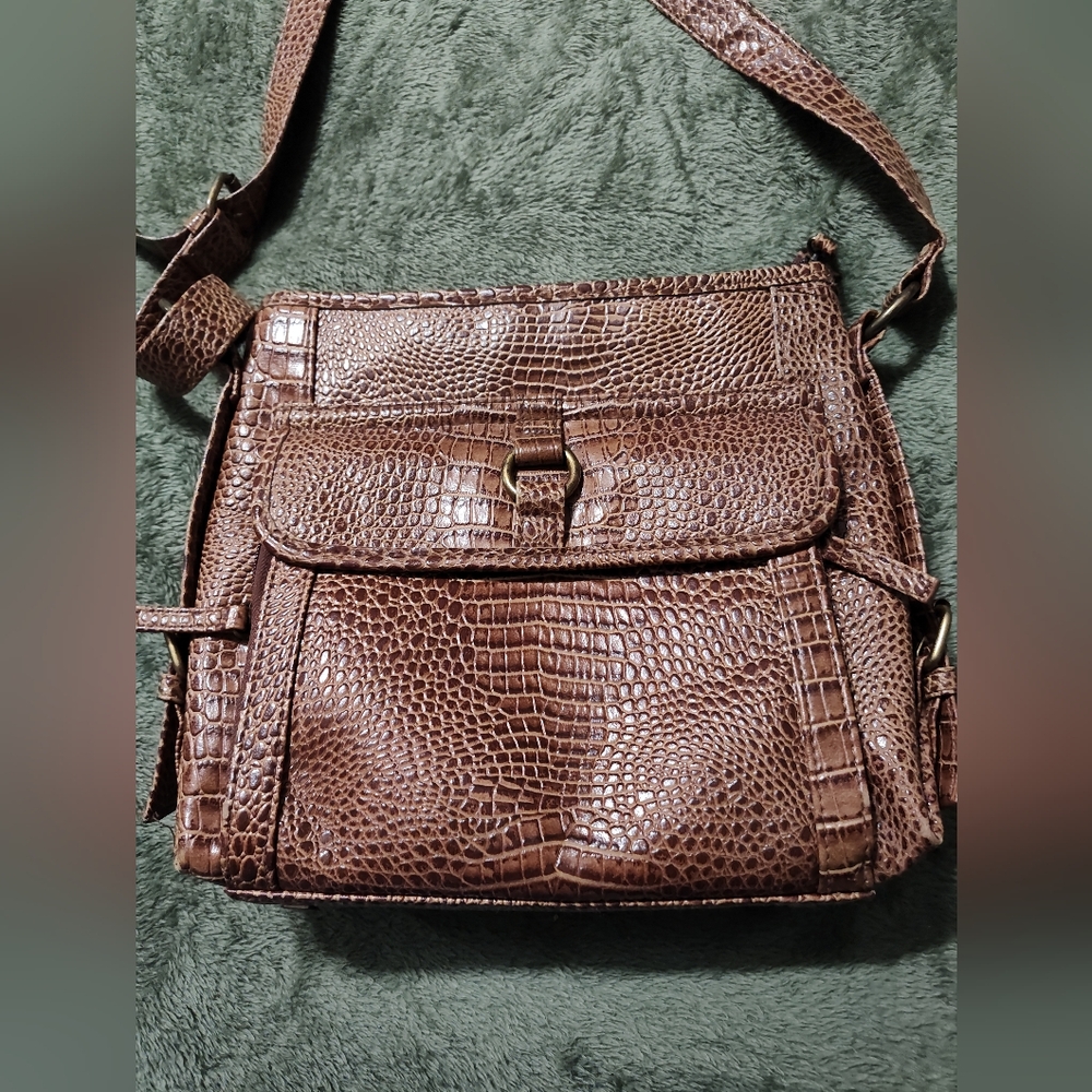 Coldwater Creek Brown Textured Crossbody Bag